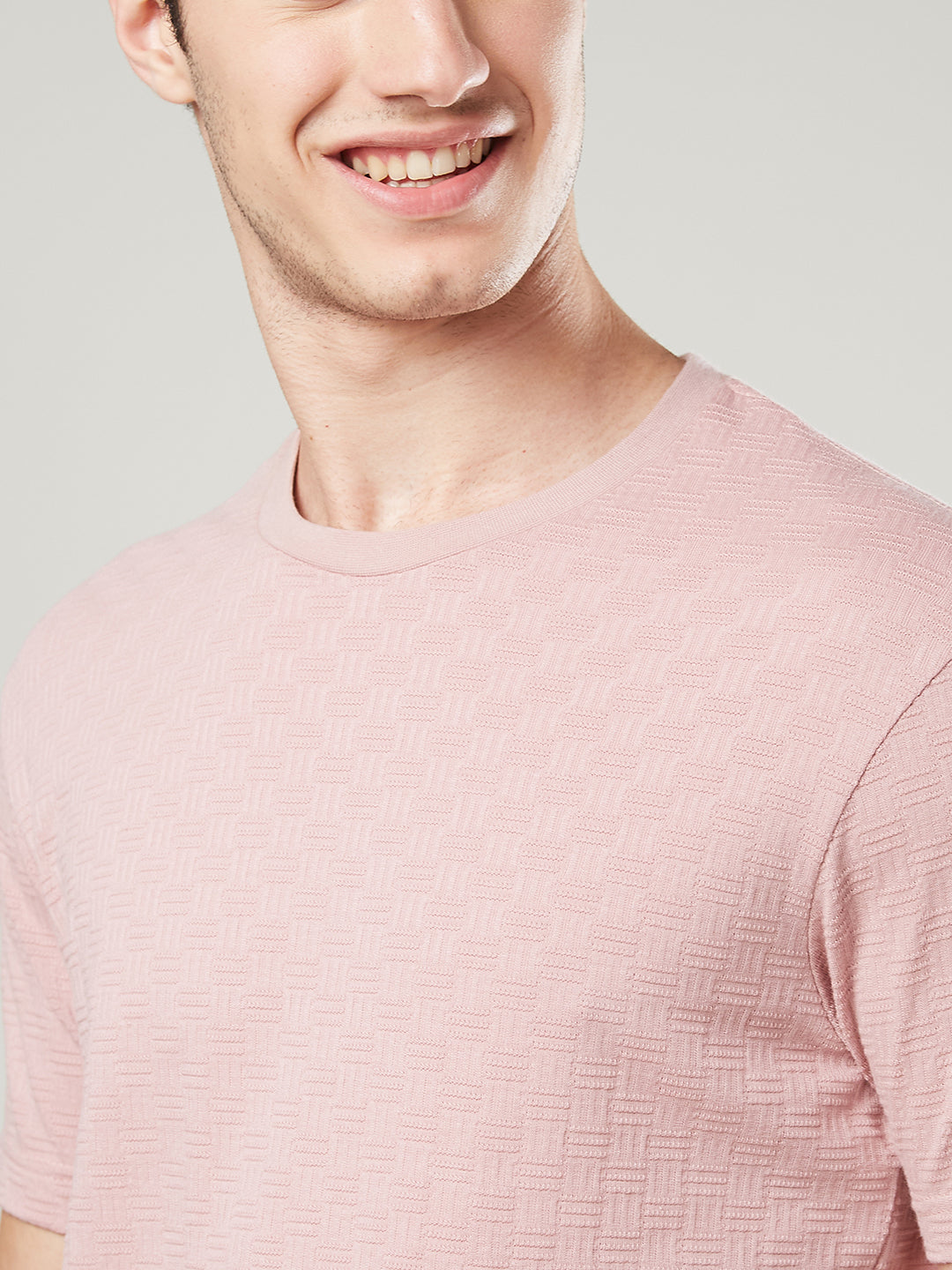 Textured Jacquard Round Neck Tee