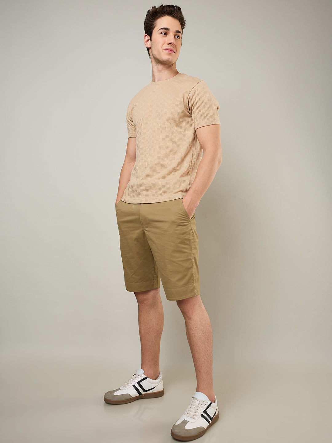 Textured Jacquard Round Neck Tee