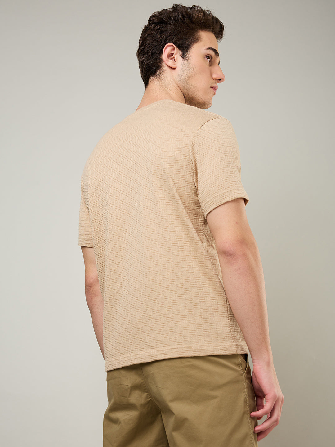 Textured Jacquard Round Neck Tee