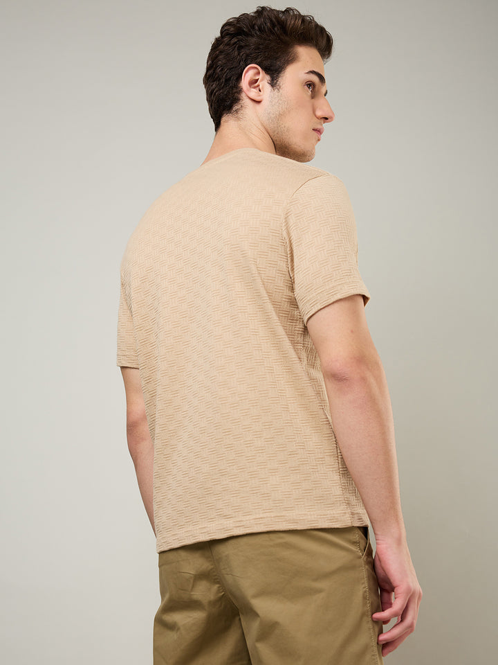 Textured Jacquard Round Neck Tee
