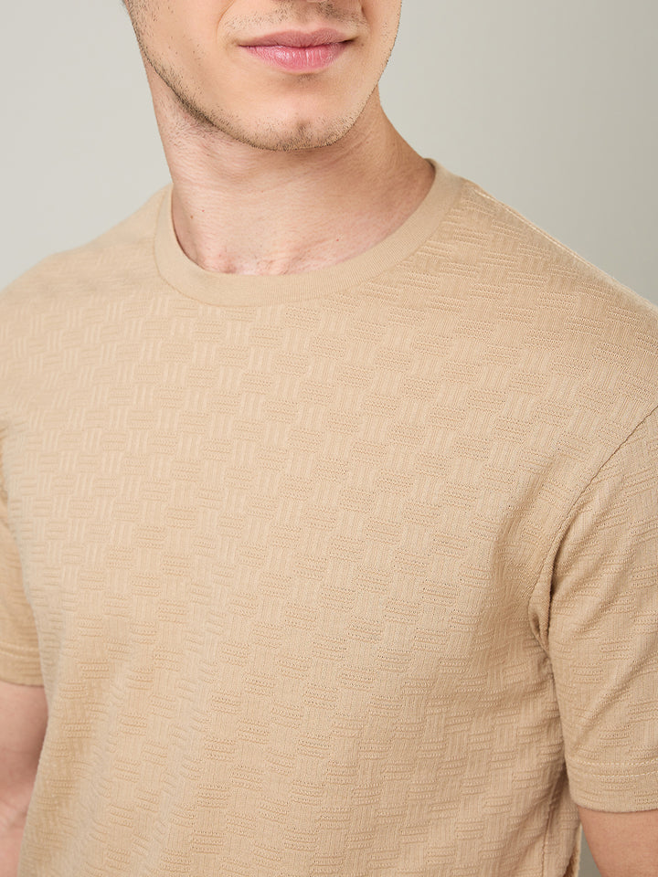 Textured Jacquard Round Neck Tee