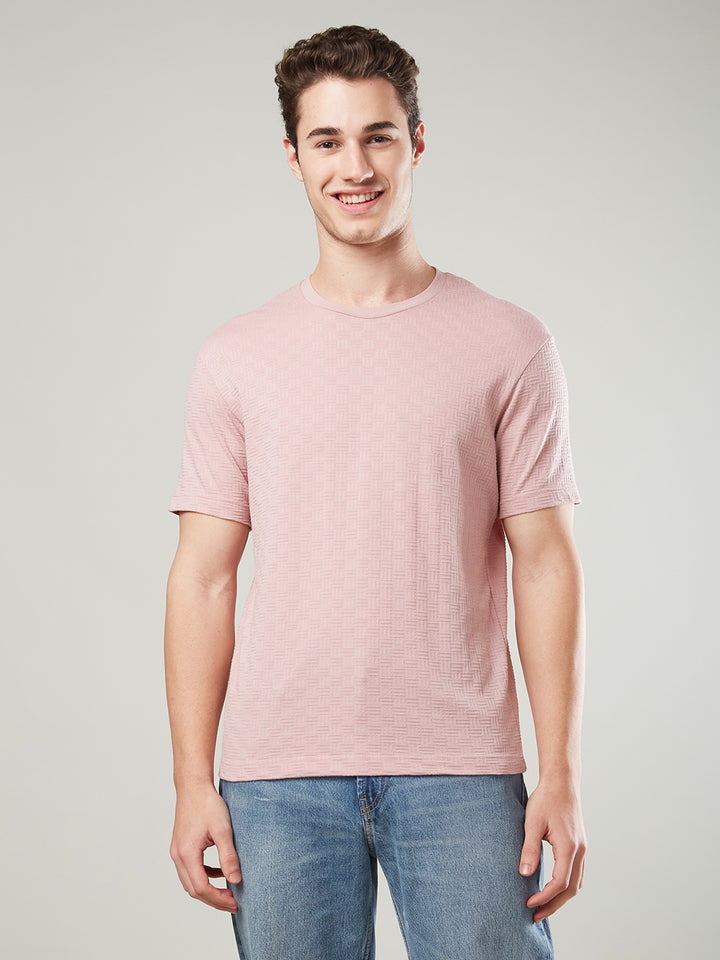 Textured Jacquard Round Neck Tee