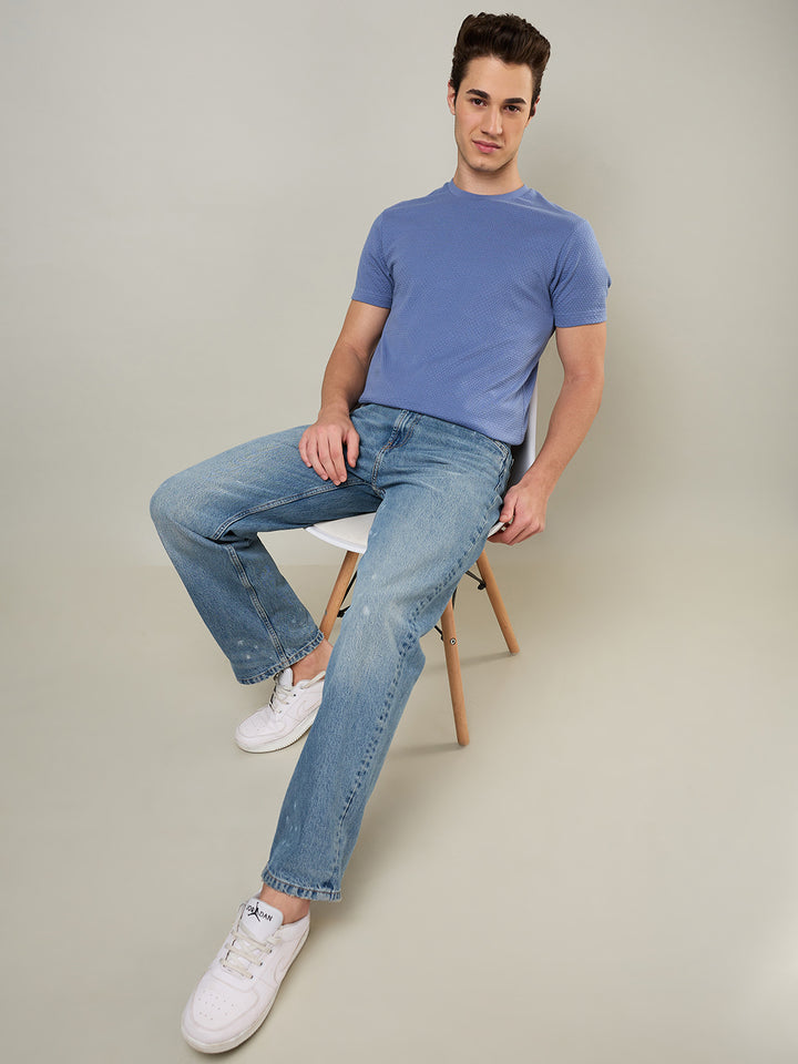 Jacquard Round Neck Tee