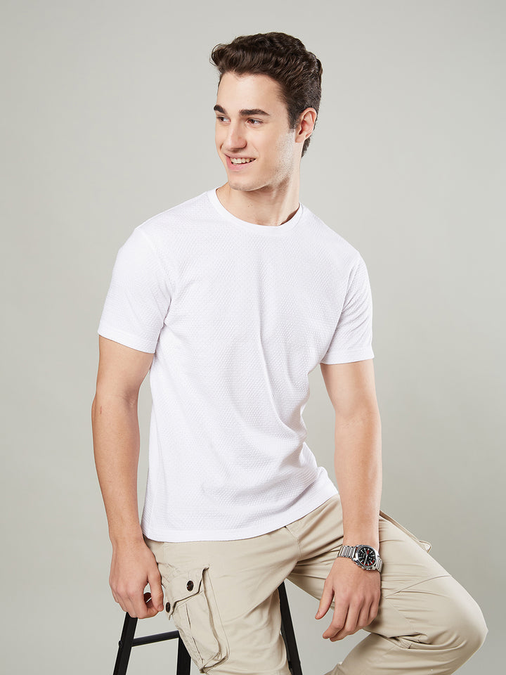 Jacquard Round Neck Tee