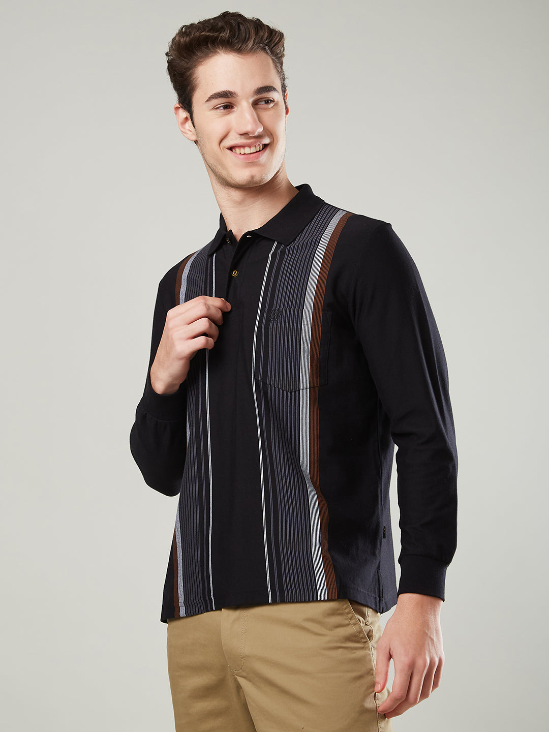 Men’s Striped Polo – Long Sleeve - T-Shirts