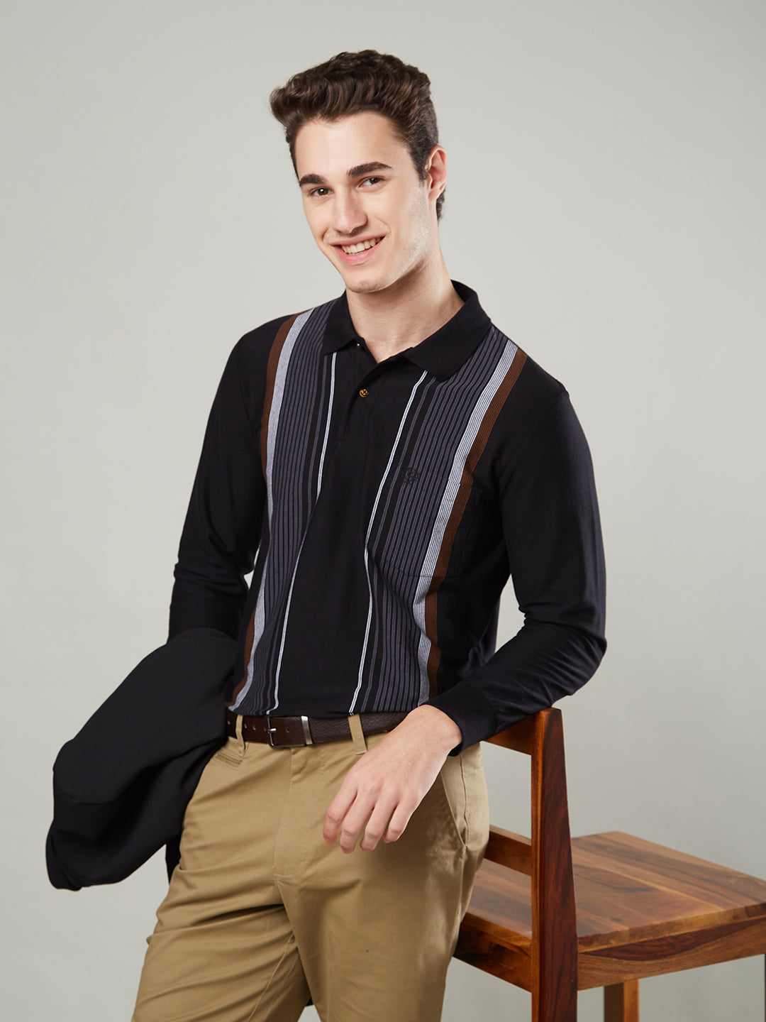 Men’s Striped Polo – Long Sleeve - T-Shirts