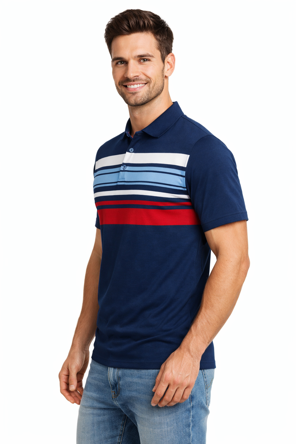 Men’s Striped Polo with Pocket