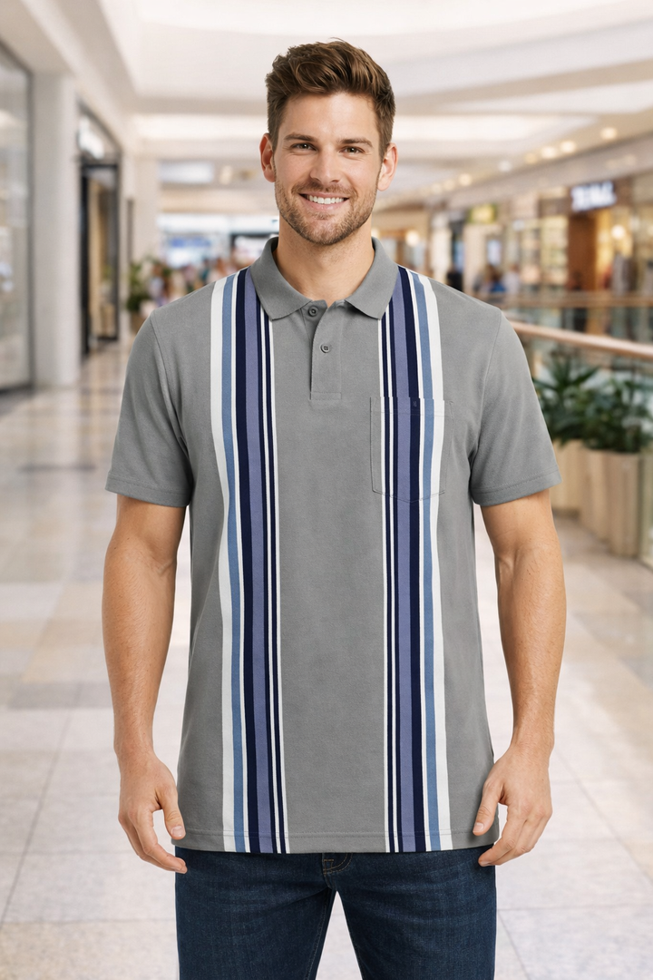 Men’s Vertical Stripe Polo