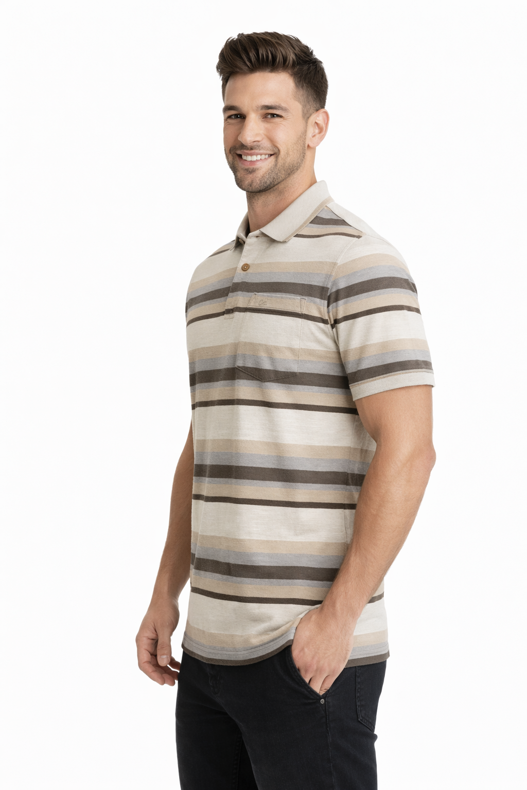 Men’s Neutral Stripe Polo