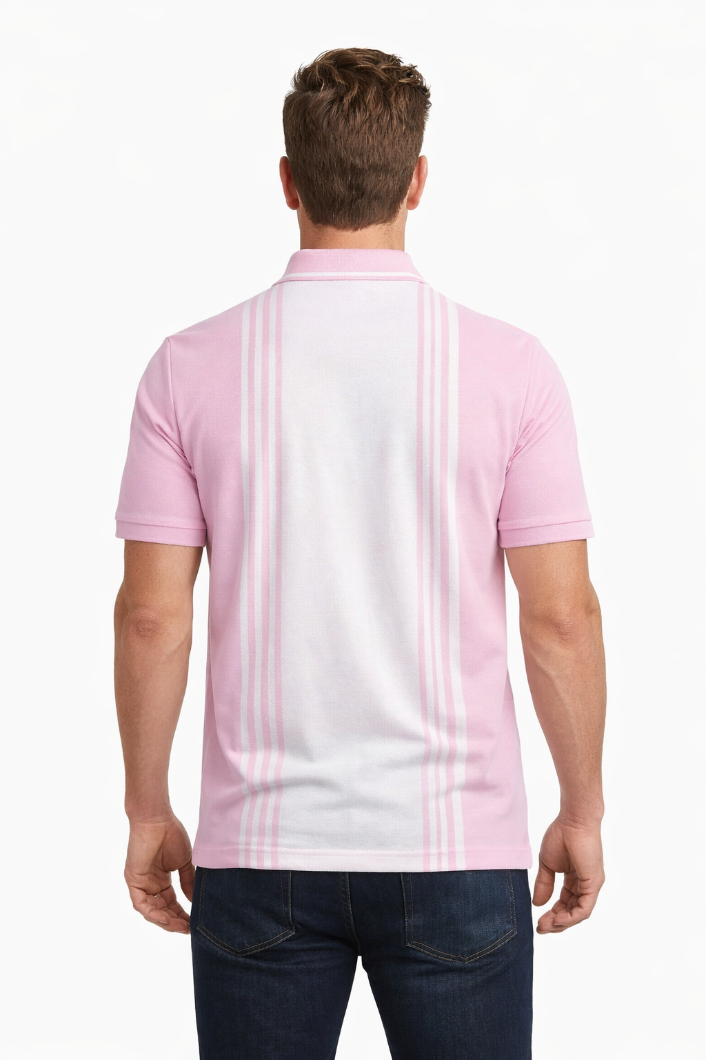 Men’s Textured Vertical Stripe Panel Polo