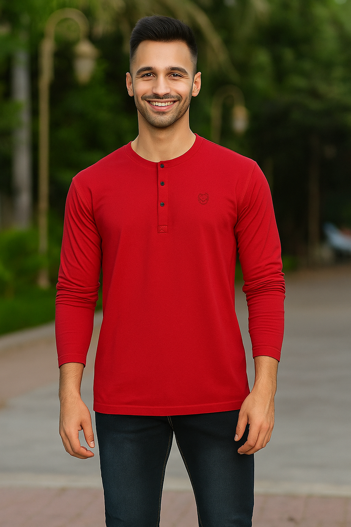 Men’s Full Sleeve Henley T-Shirt – Big & Tall