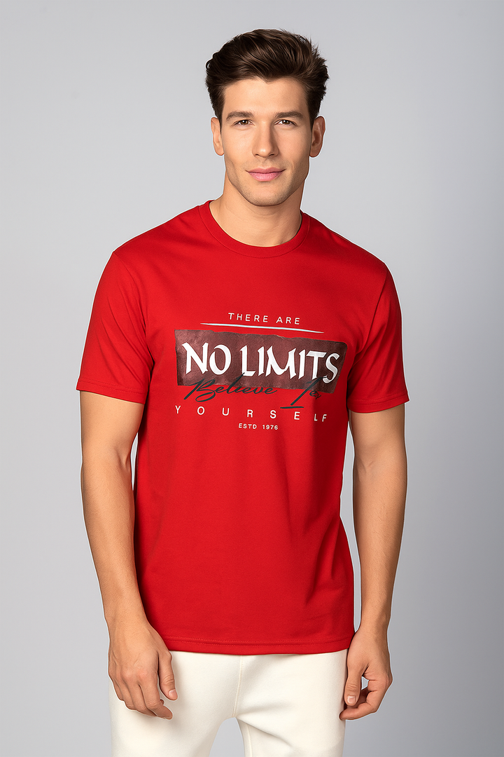 Men’s Round Neck Tee – “No Limits Believe In Yourself”
