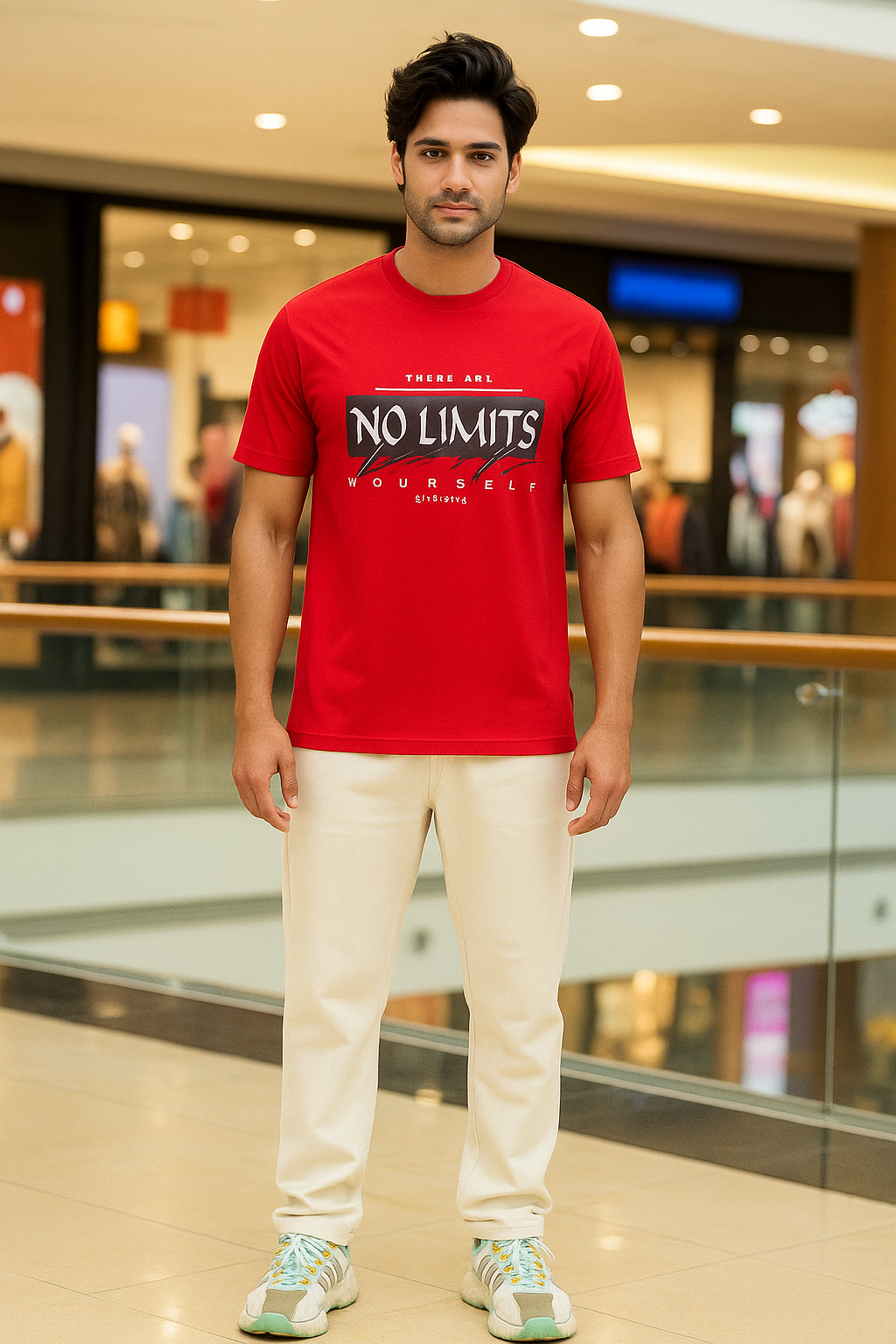 Men’s Round Neck Tee – “No Limits Believe In Yourself”