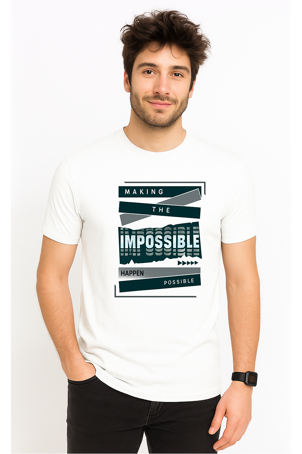 Men’s Round Neck Tee – “Making the Impossible Possible”