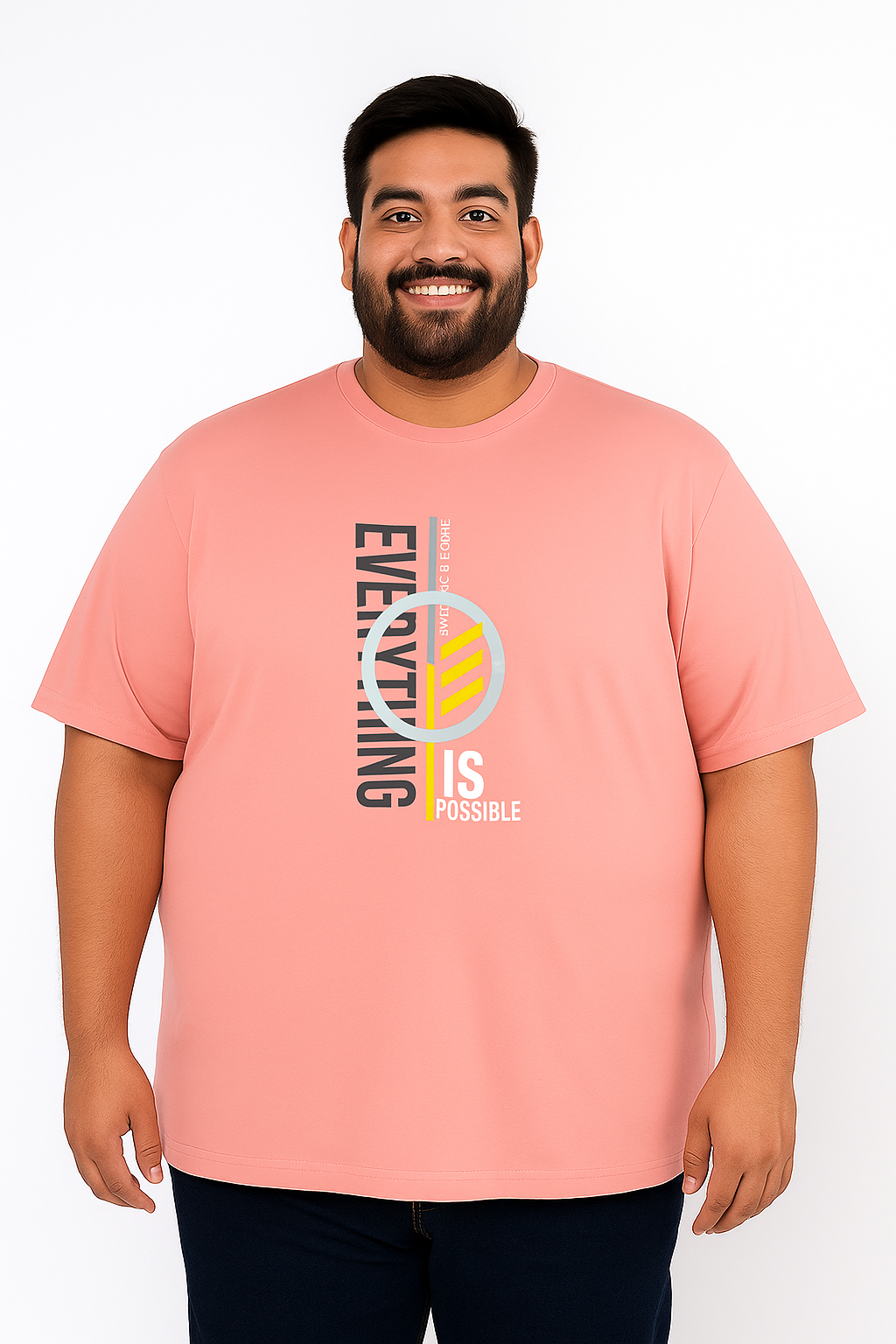 Men’s Printed Round Neck Tee – “Everything Is Possible” – Big & Tall