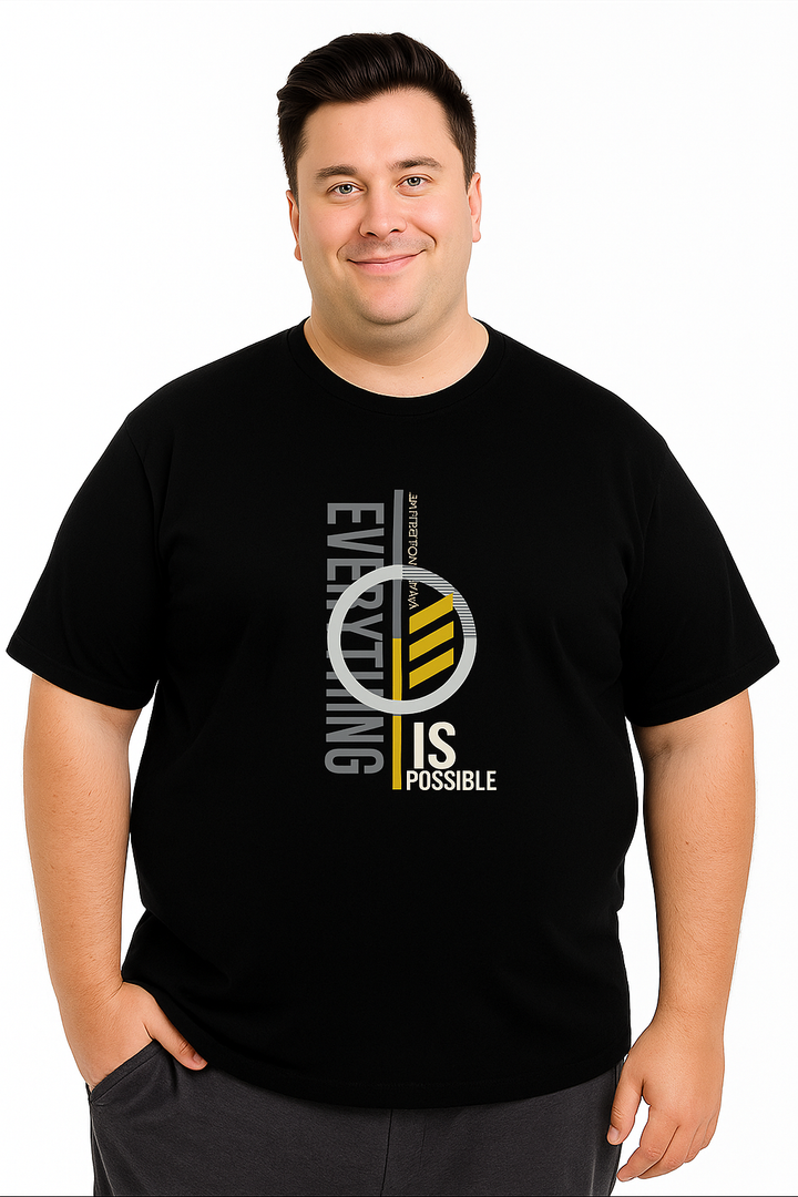 Men’s Printed Round Neck Tee – “Everything Is Possible” – Big & Tall