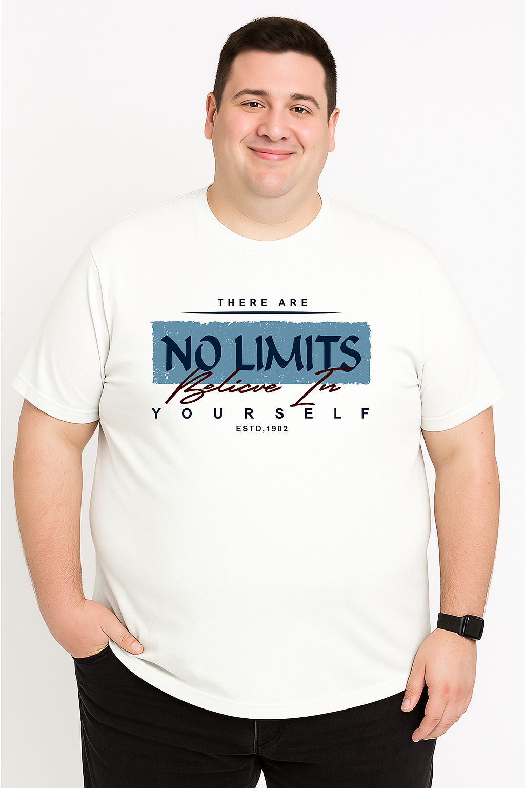 Men’s Round Neck Tee – “No Limits Believe In Yourself” - Big & Tall