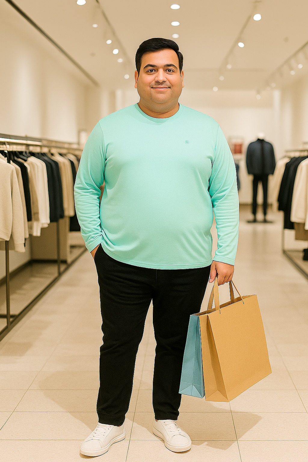 Men’s  Full Sleeve Crew Neck T-Shirt- Big &Tall