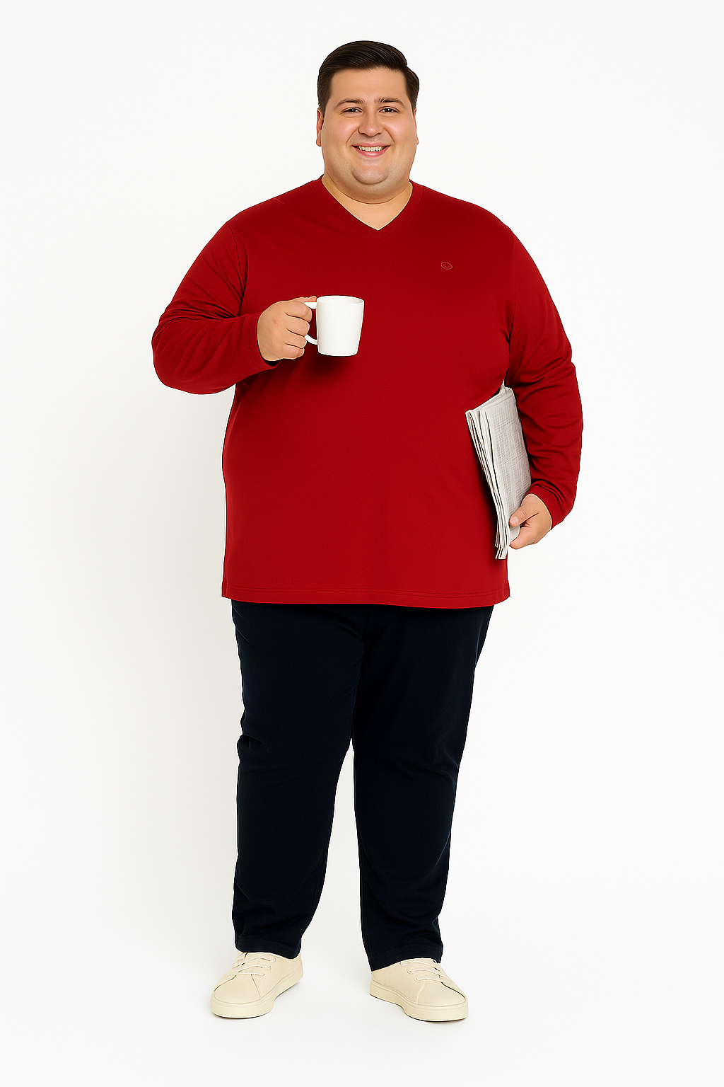 Men’s  Full Sleeve V-Neck T-Shirt – Big & Tall