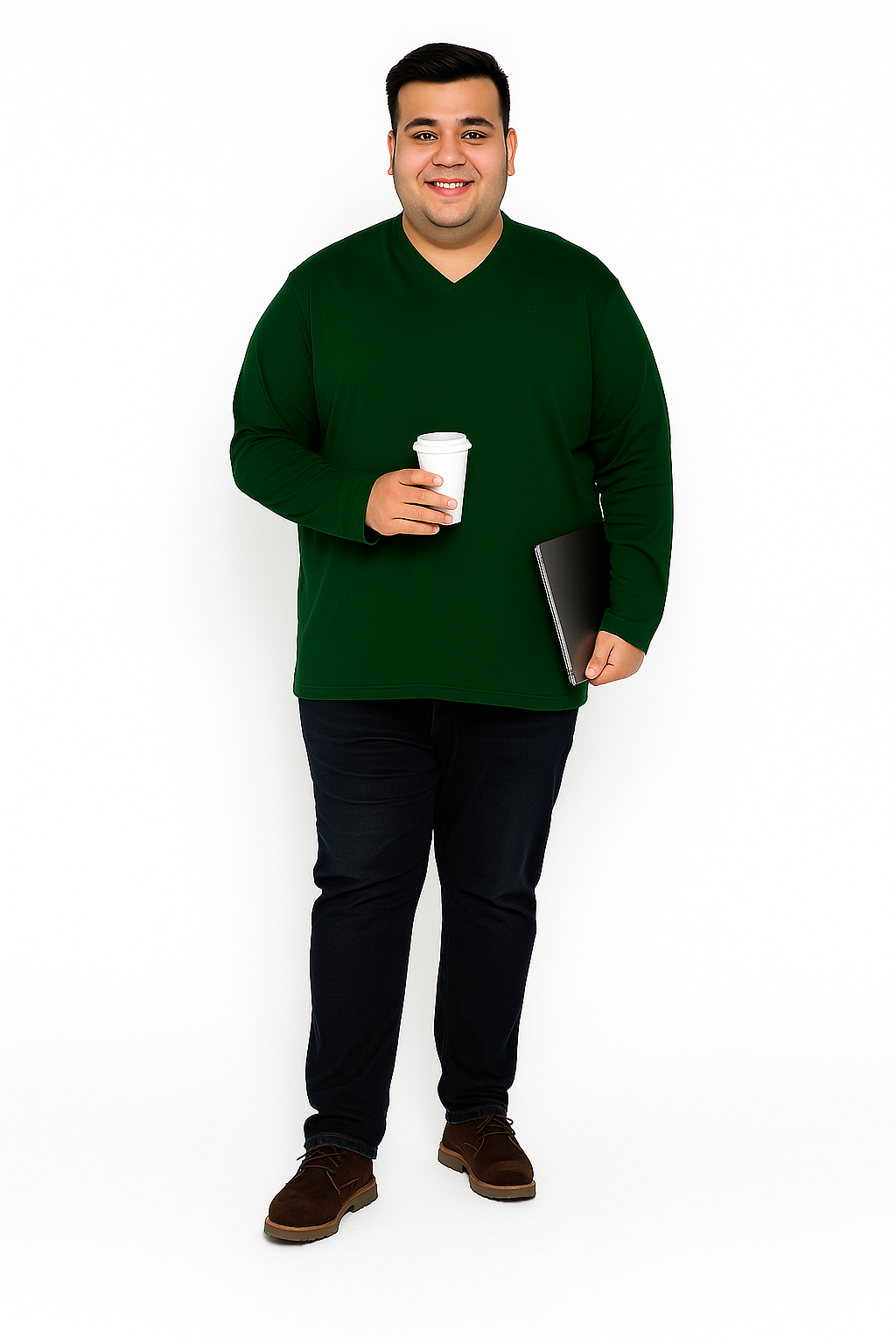 Men’s  Full Sleeve V-Neck T-Shirt – Big & Tall