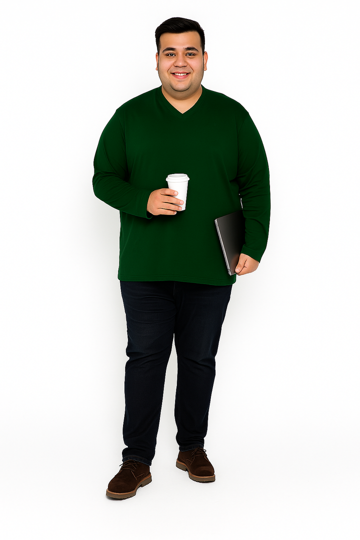 Men’s  Full Sleeve V-Neck T-Shirt – Big & Tall