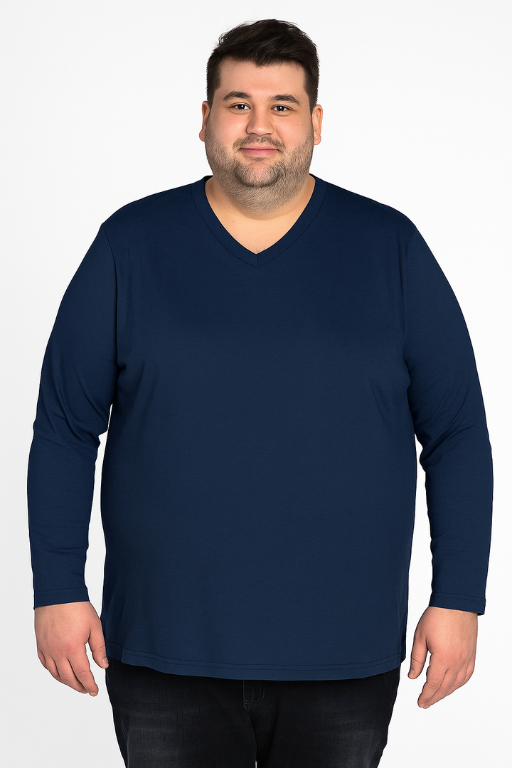 Men’s  Full Sleeve V-Neck T-Shirt – Big & Tall