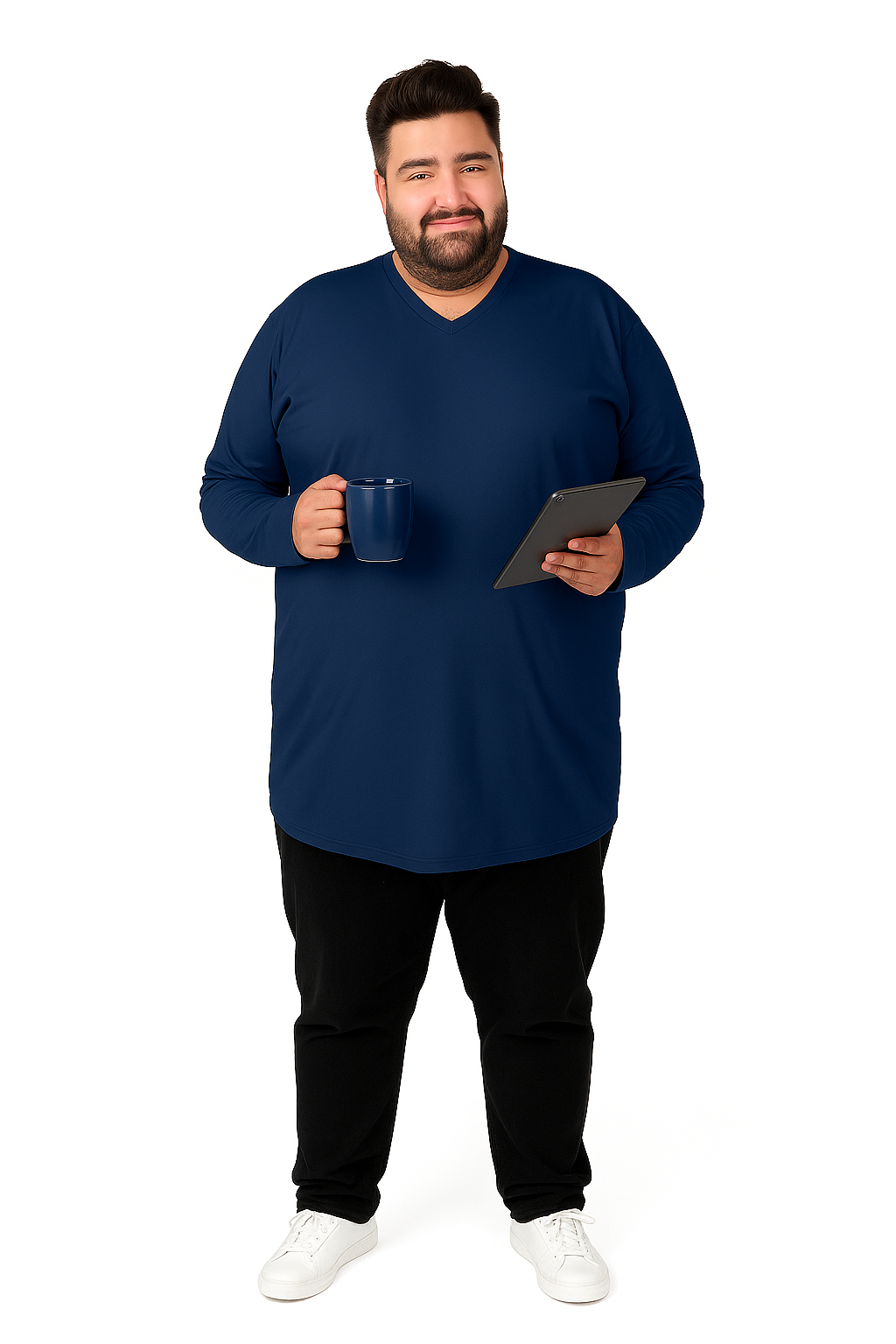 Men’s  Full Sleeve V-Neck T-Shirt – Big & Tall