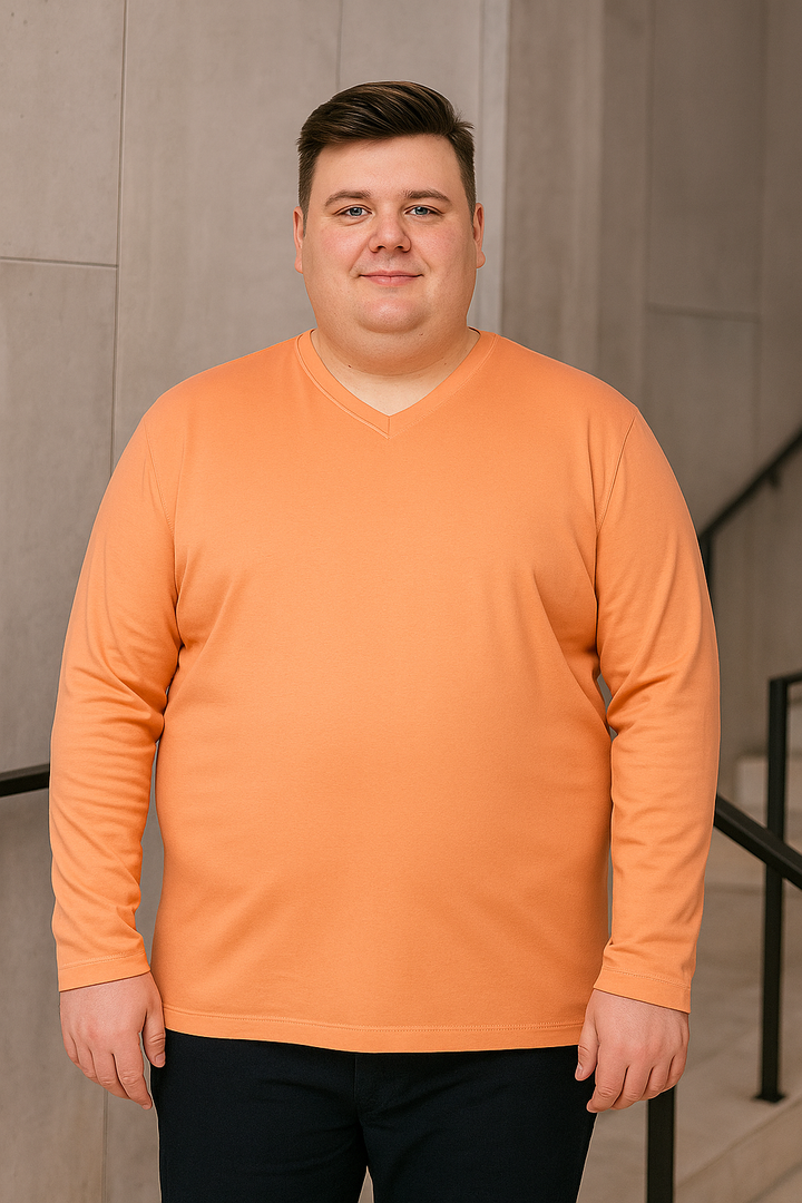 Men’s  Full Sleeve V-Neck T-Shirt – Big & Tall