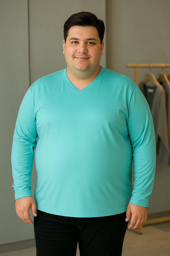 Men’s  Full Sleeve V-Neck T-Shirt – Big & Tall