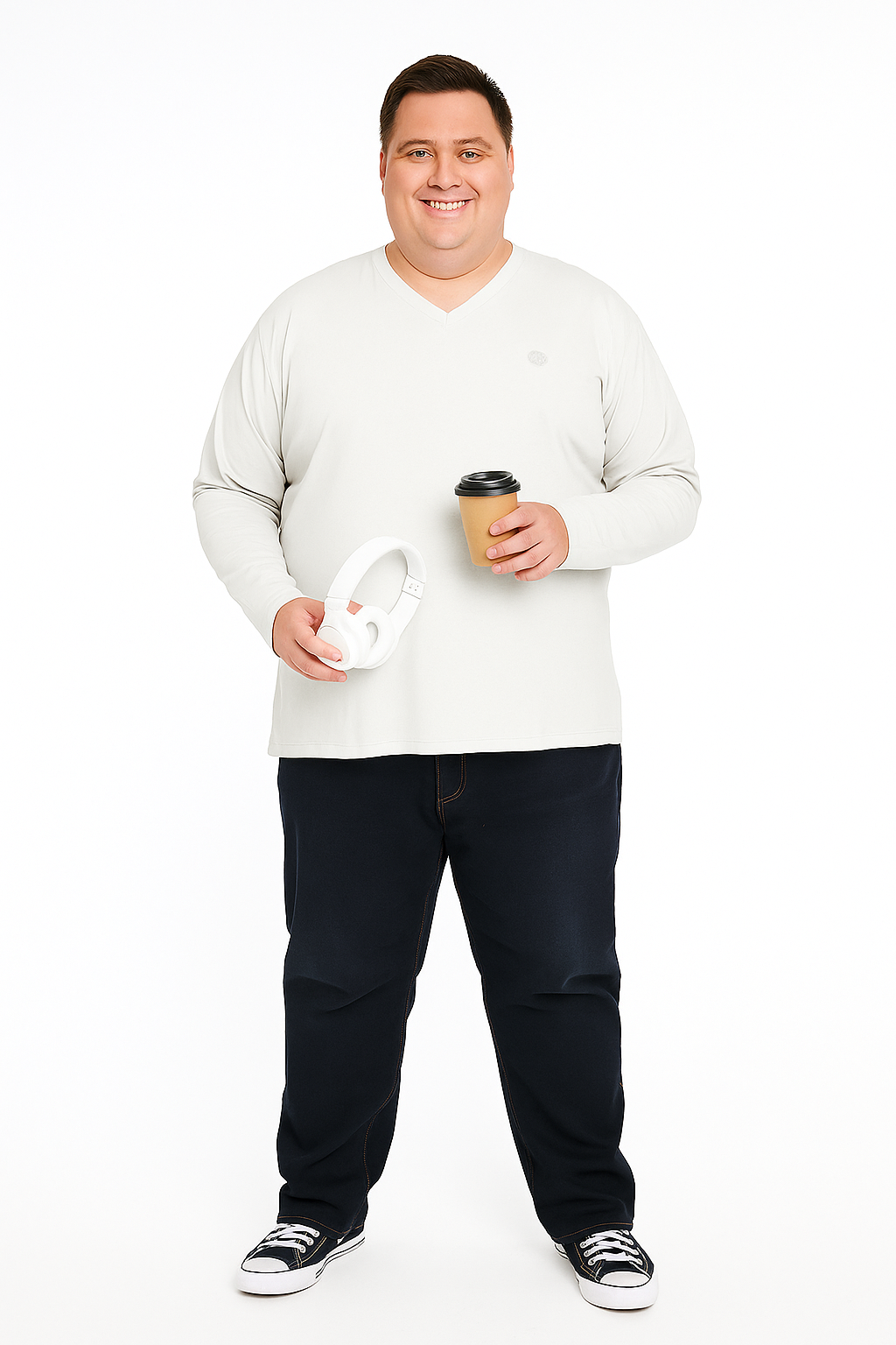 Men’s  Full Sleeve V-Neck T-Shirt – Big & Tall