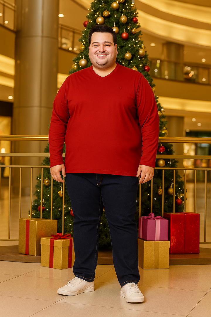 Men’s  Full Sleeve V-Neck T-Shirt – Big & Tall