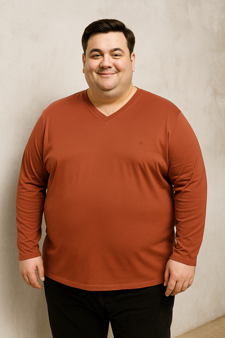 Men’s  Full Sleeve V-Neck T-Shirt – Big & Tall