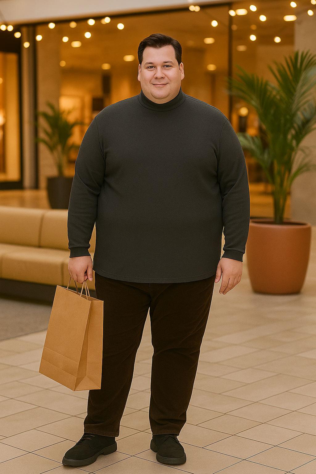 Men's Long Slevees Turtleneck T-Shirt - Big & Tall