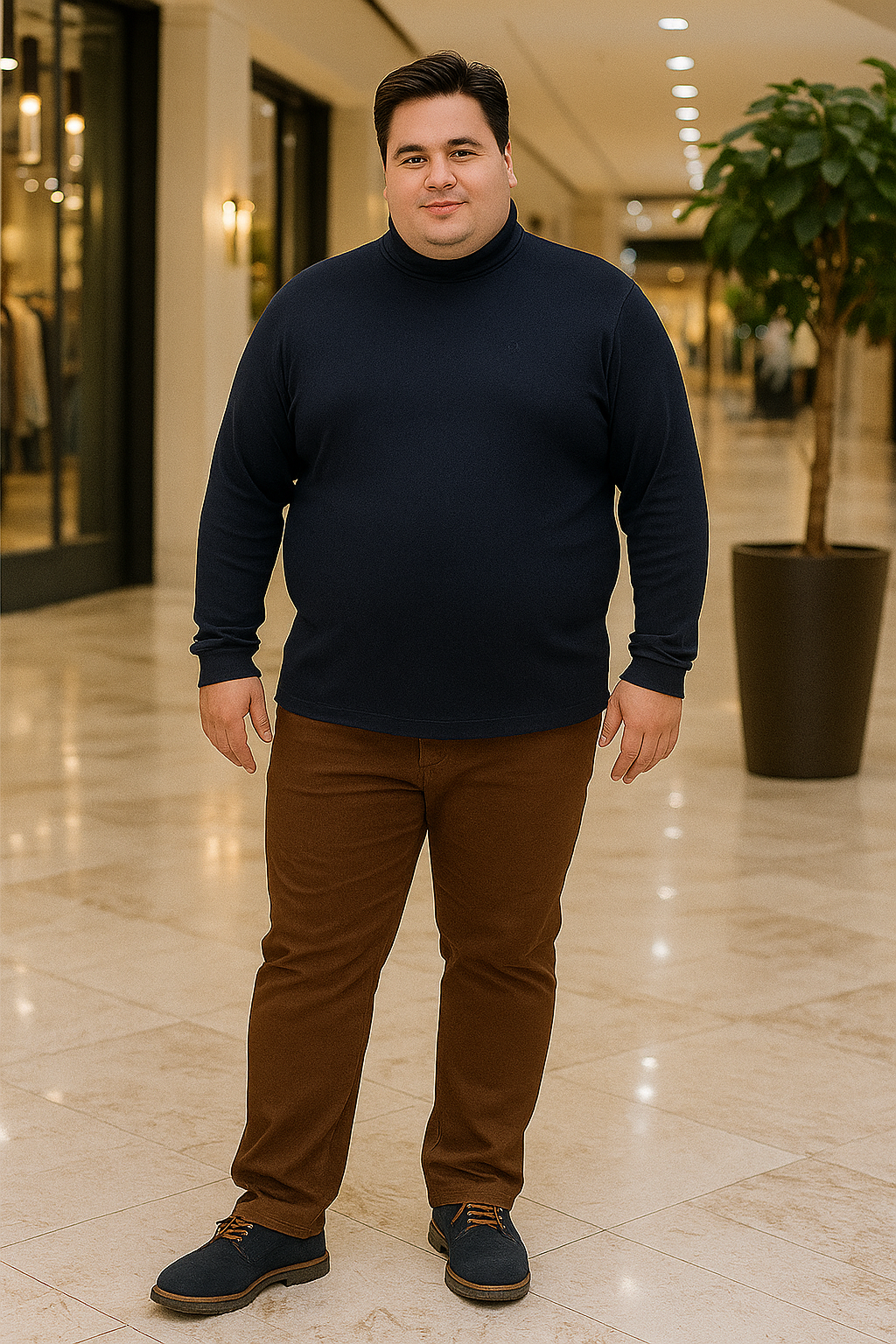 Men's Long Slevees Turtleneck T-Shirt - Big & Tall