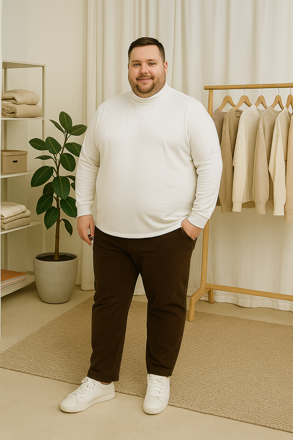 Men's Long Slevees Turtleneck T-Shirt - Big & Tall