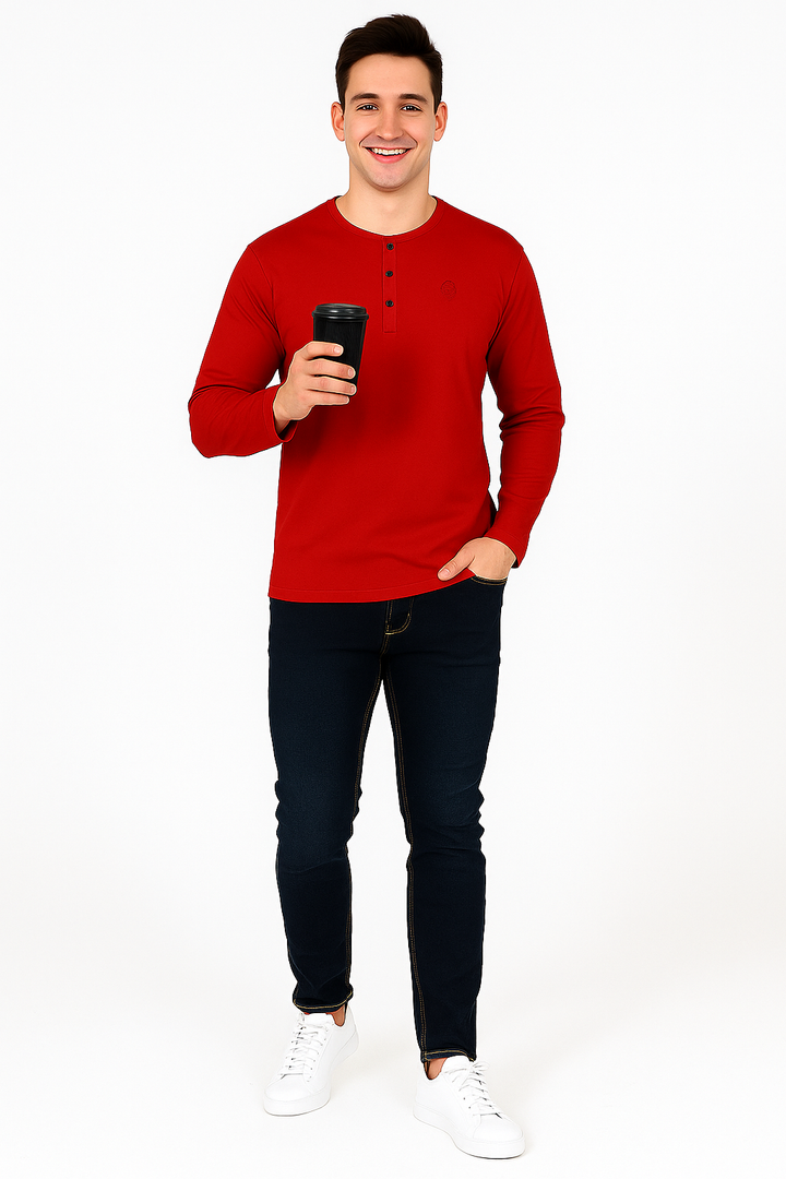Men’s Full Sleeve Henley T-Shirt – Big & Tall