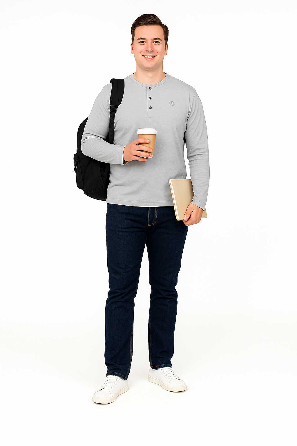 Men’s Full Sleeve Henley T-Shirt – Big & Tall