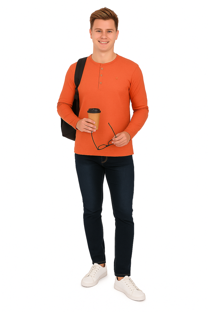 Men’s Full Sleeve Henley T-Shirt – Big & Tall