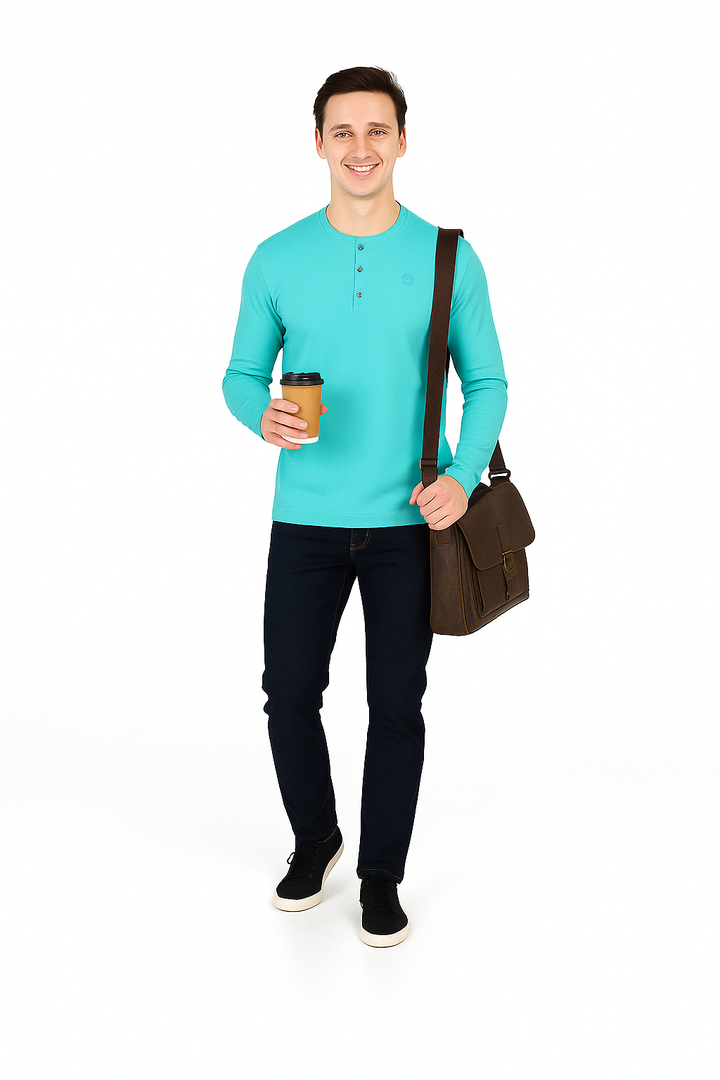 Men’s Full Sleeve Henley T-Shirt – Big & Tall