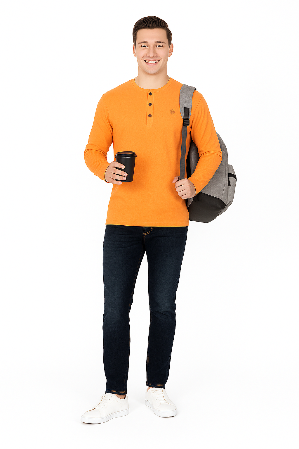 Men’s Full Sleeve Henley T-Shirt – Big & Tall