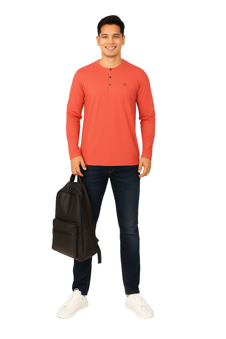 Men’s Full Sleeve Henley T-Shirt – Big & Tall