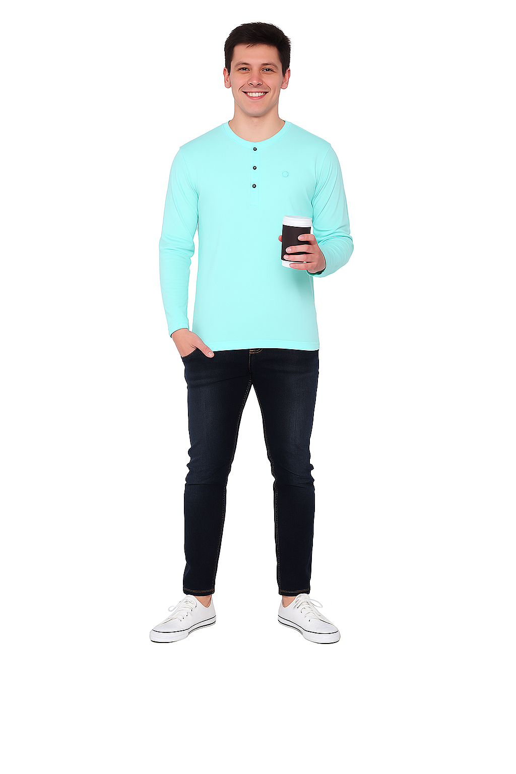 Men’s Full Sleeve Henley T-Shirt – Big & Tall