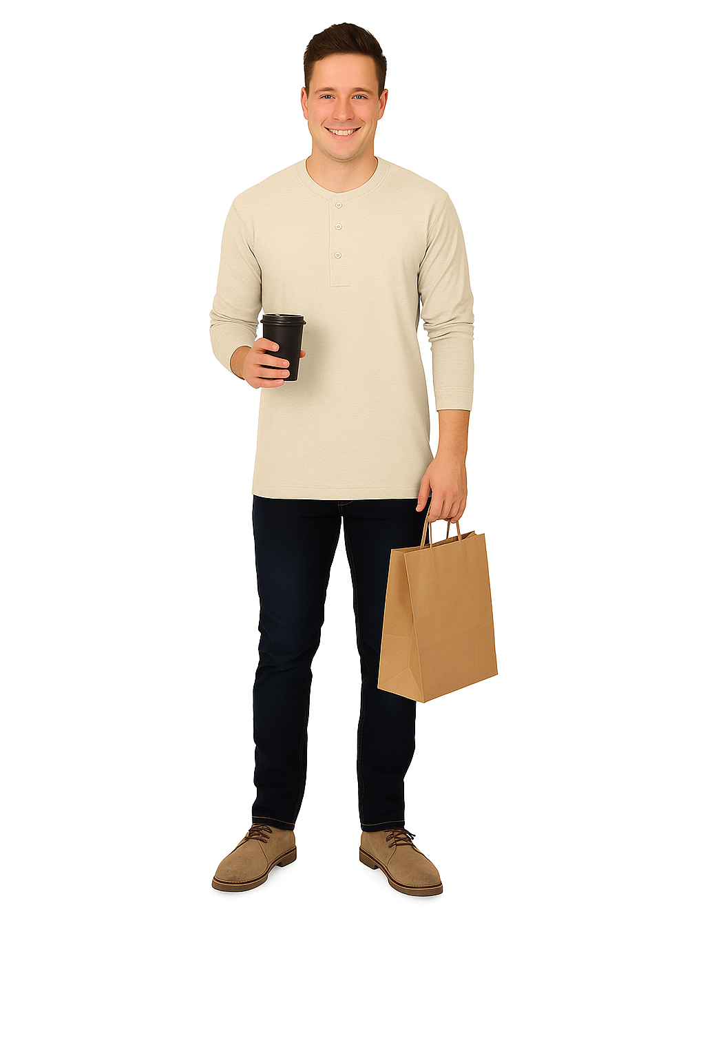 Men’s Full Sleeve Henley T-Shirt – Big & Tall