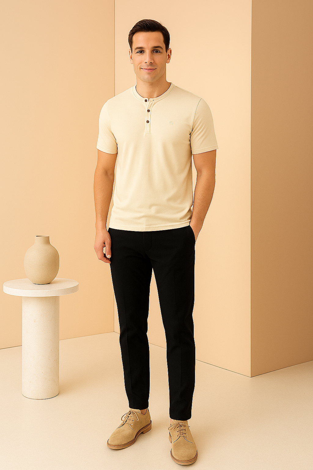 Men’s Henley Neck Half Sleeve T-Shirt