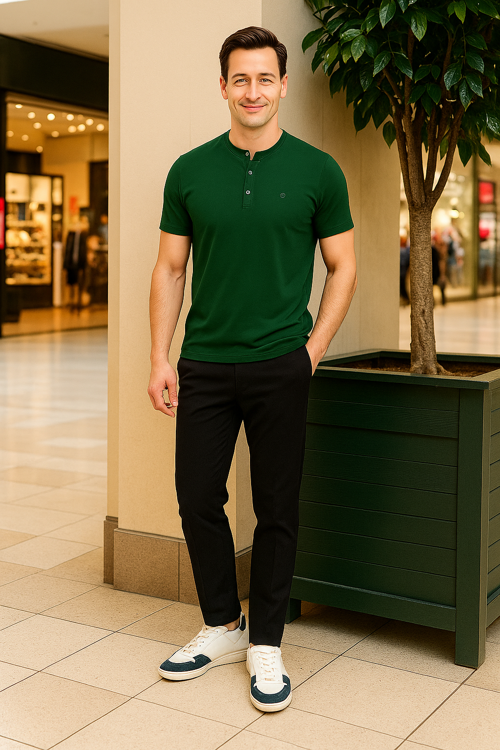 Men’s Henley Neck Half Sleeve T-Shirt