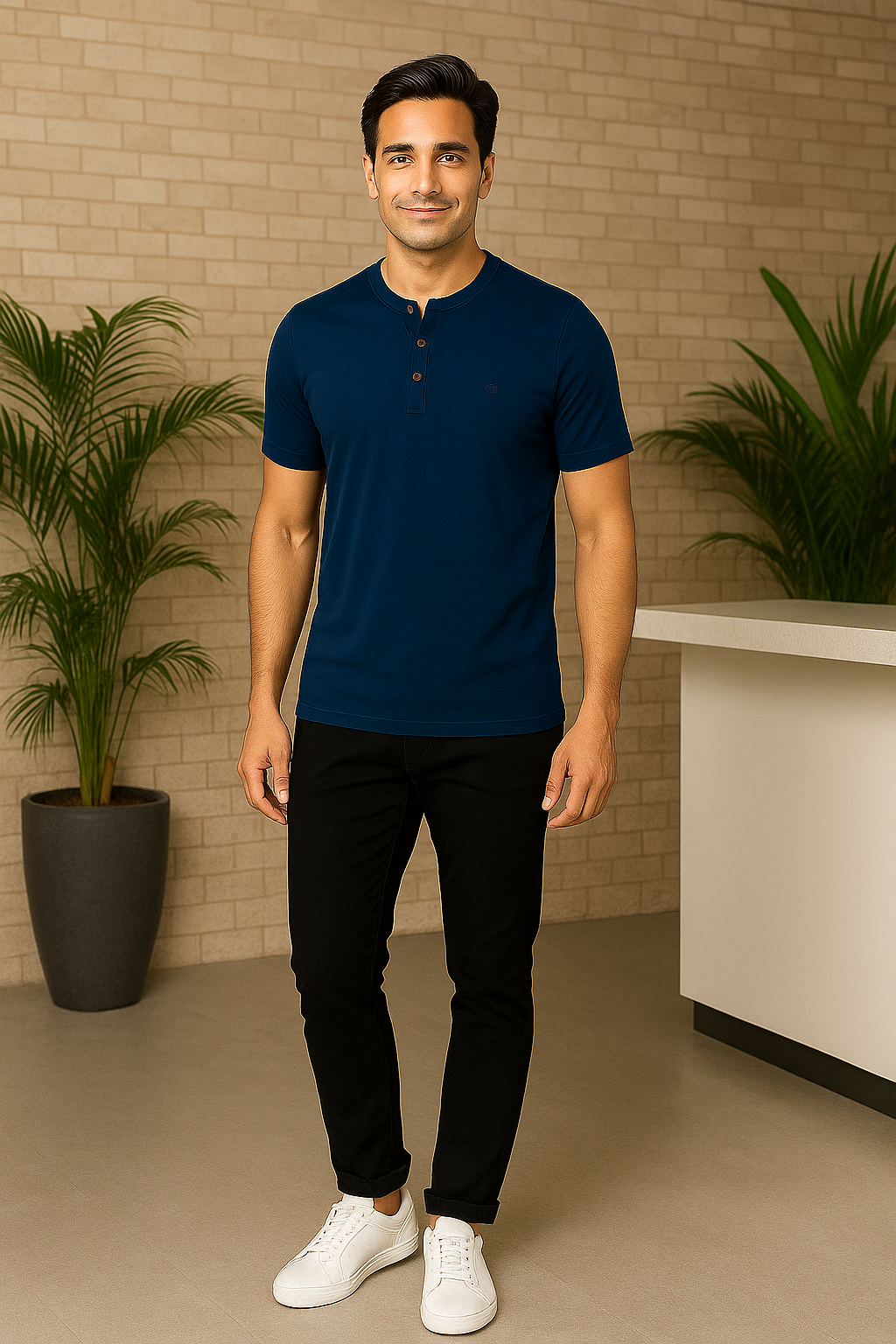 Men’s Henley Neck Half Sleeve T-Shirt