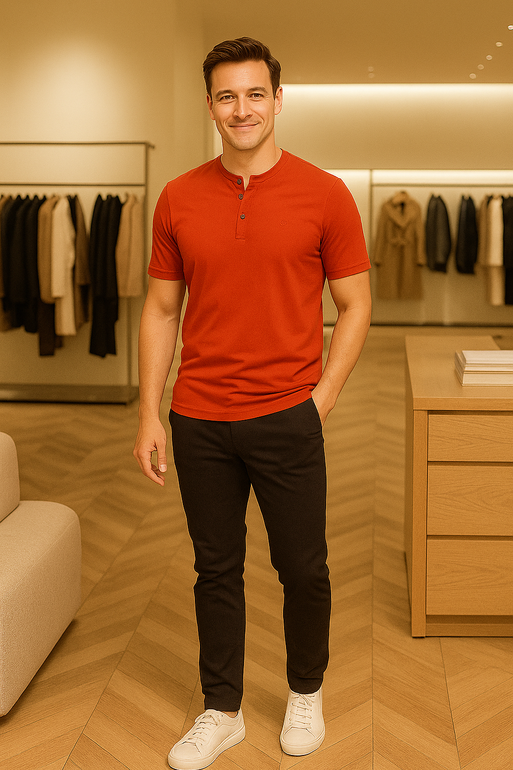 Men’s Henley Neck Half Sleeve T-Shirt