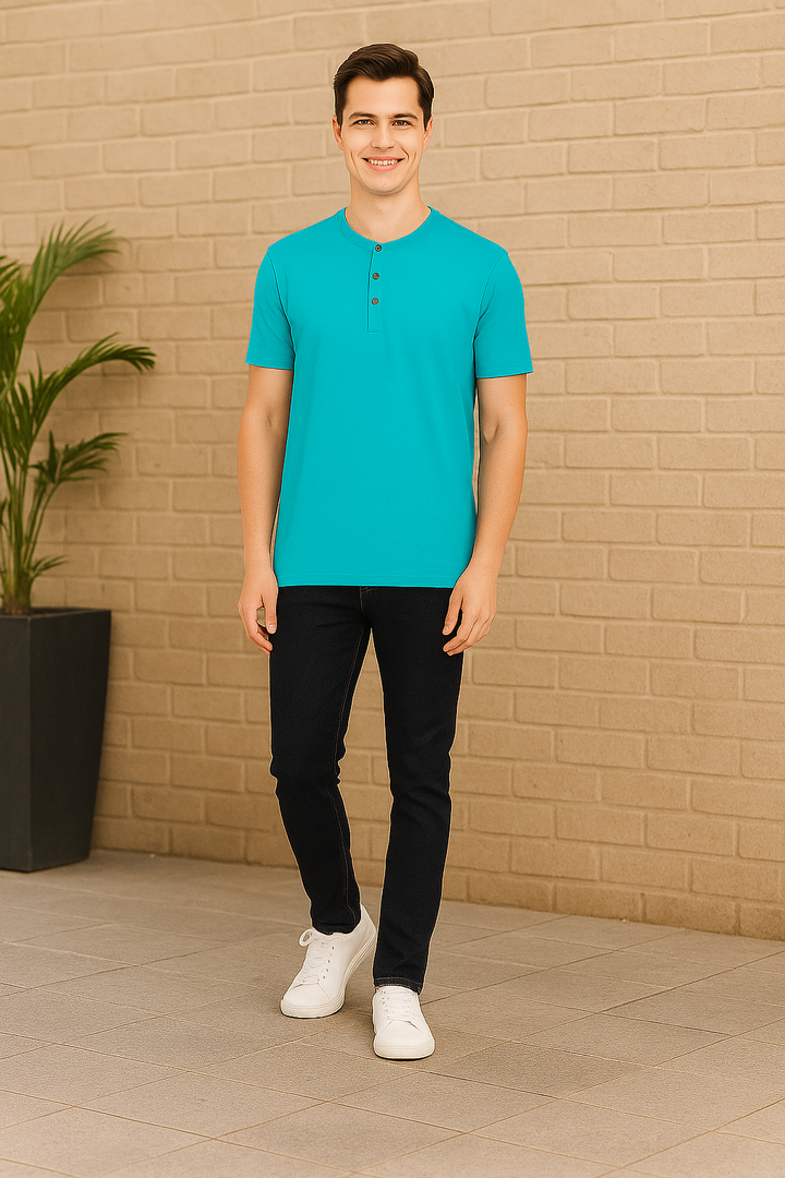 Men’s Henley Neck Half Sleeve T-Shirt