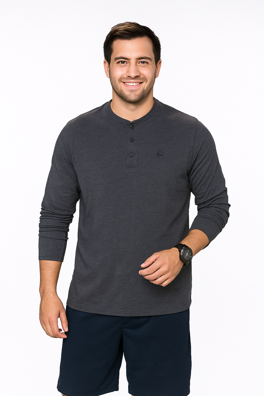 Men’s Henley Neck Full Sleeve T-Shirt – Celsius Clothing