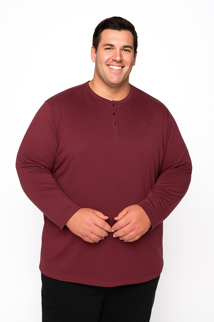 Men’s Henley Neck Full Sleeve T-Shirt - Big & Tall